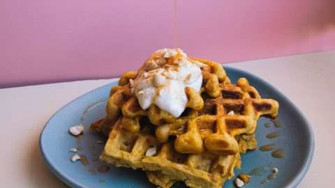 Pompoenwafels met Chai siroop